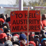 Energy workers picket at Eskom offices in Johannesburg
