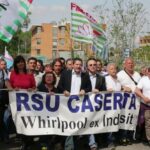 Protest action against layoffs announced by Whirlpool in Italy