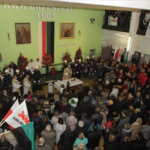Miners in Poland protesting against plans to close four mines.
