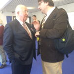 IndustriALL Assistant General Secretary Kemal Özkan discussing with Rio Tinto CEO at the London AGM in April 2014.